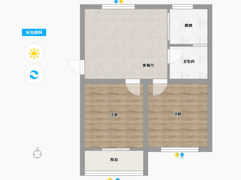 浙江省-杭州市-育才西苑-50.83-户型库-采光通风