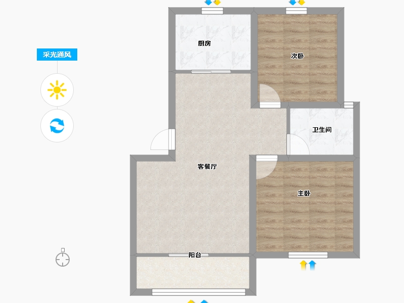 浙江省-杭州市-盛世嘉园(公寓住宅)-65.54-户型库-采光通风