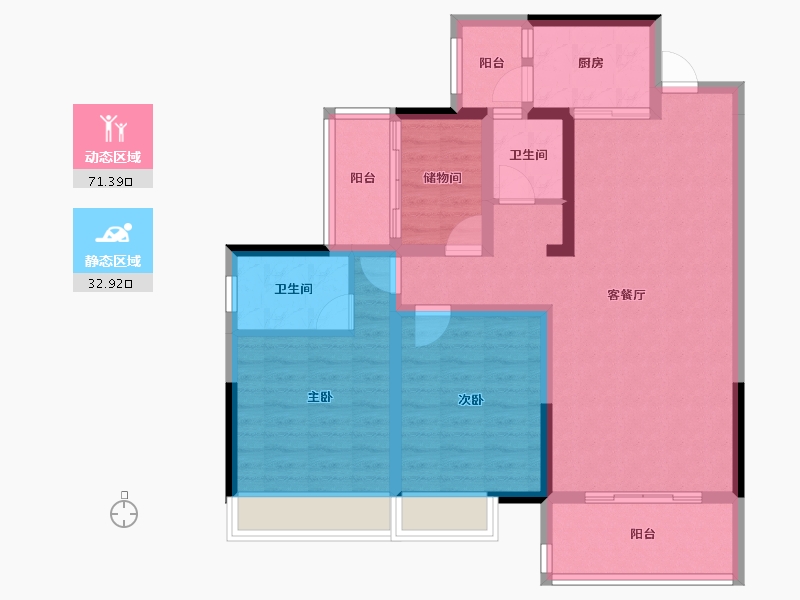 四川省-成都市-鼎盛南苑-92.45-户型库-动静分区