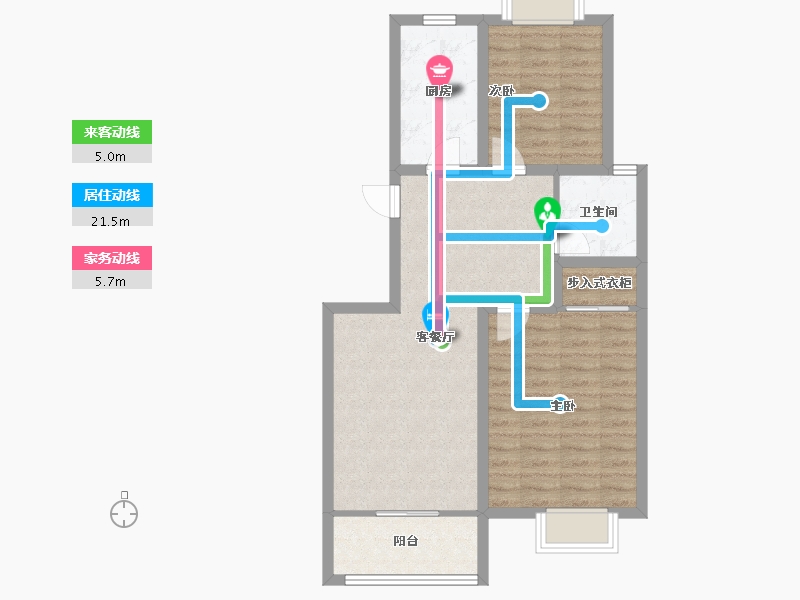 浙江省-杭州市-东新园新湖苑-71.65-户型库-动静线