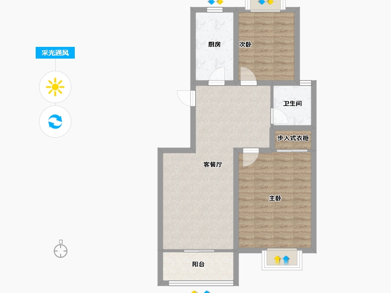 浙江省-杭州市-东新园新湖苑-71.65-户型库-采光通风