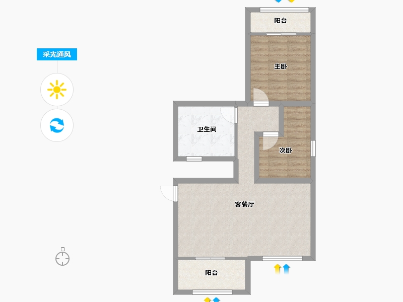 浙江省-杭州市-庆春苑-64.67-户型库-采光通风