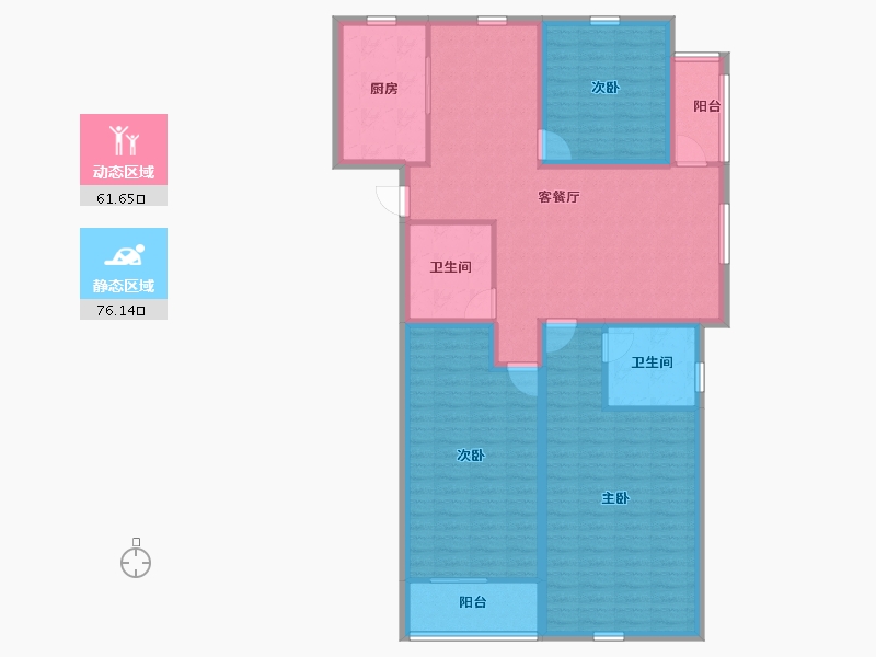 浙江省-杭州市-绿都御景蓝湾(公寓住宅)-124.38-户型库-动静分区