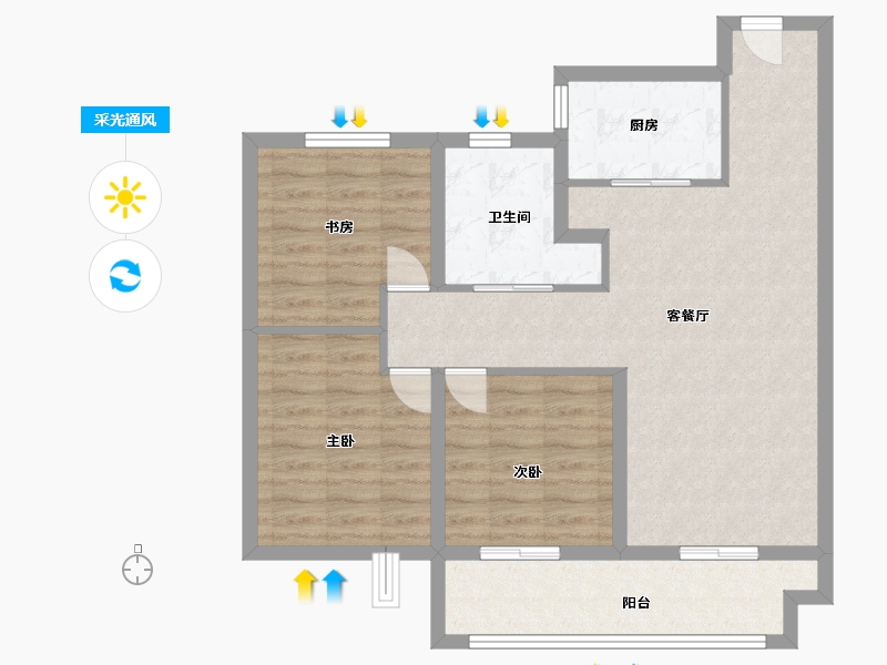 河南省-许昌市-当代阅府-82.58-户型库-采光通风