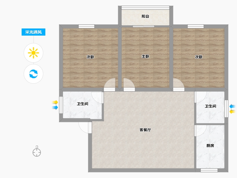 浙江省-杭州市-盛世嘉园(公寓住宅)-100.57-户型库-采光通风