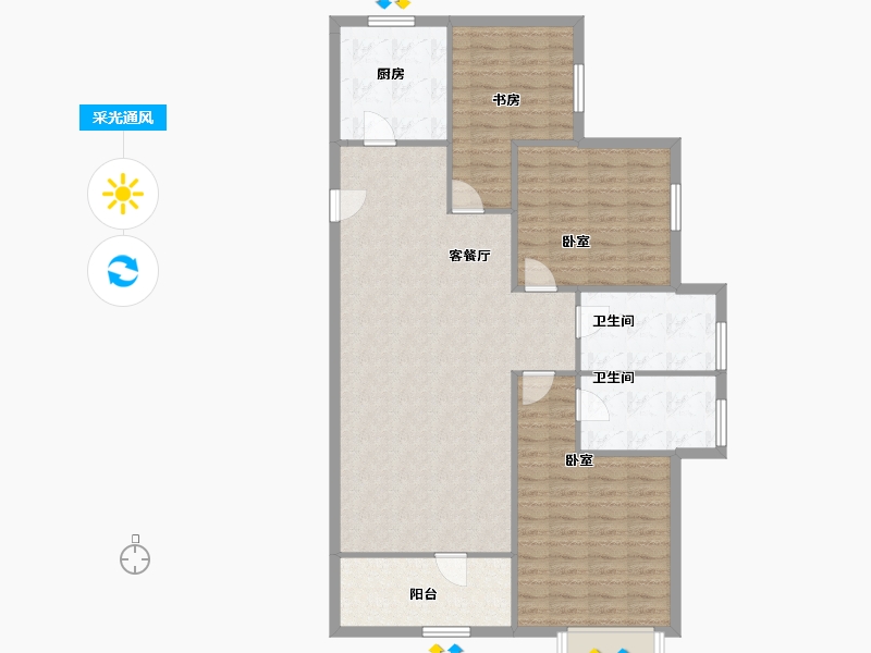 山东省-青岛市-融创维多利亚湾-112.87-户型库-采光通风