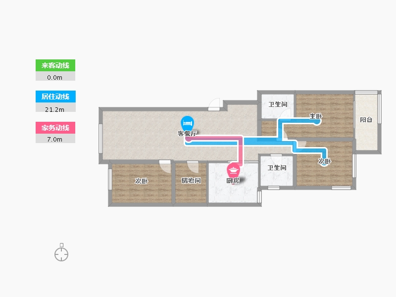 浙江省-杭州市-绿都御景蓝湾(公寓住宅)-104.66-户型库-动静线