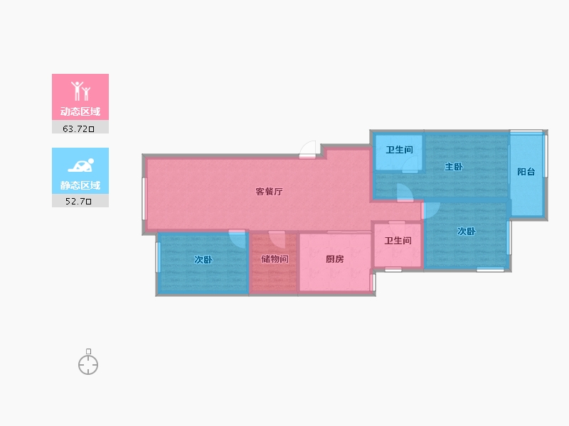 浙江省-杭州市-绿都御景蓝湾(公寓住宅)-104.66-户型库-动静分区