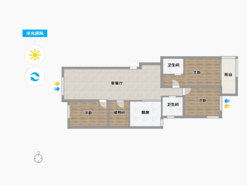 浙江省-杭州市-绿都御景蓝湾(公寓住宅)-104.66-户型库-采光通风