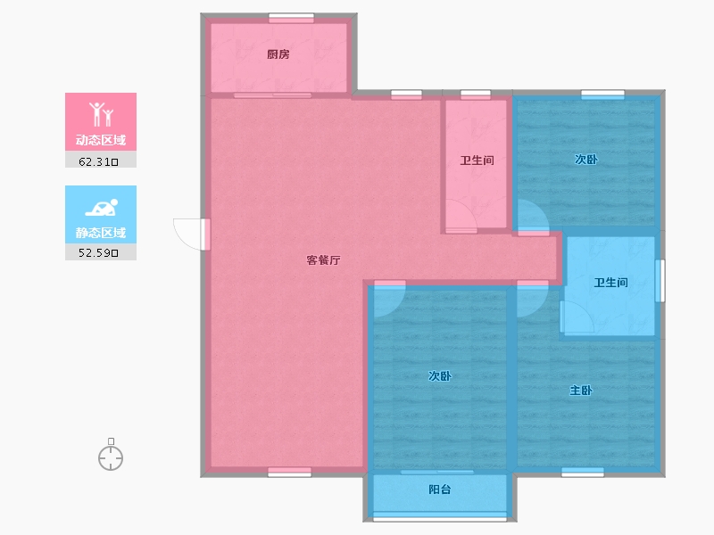 浙江省-杭州市-昆仑红苹果-103.76-户型库-动静分区