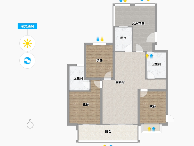 安徽省-合肥市-临滨苑-110.66-户型库-采光通风