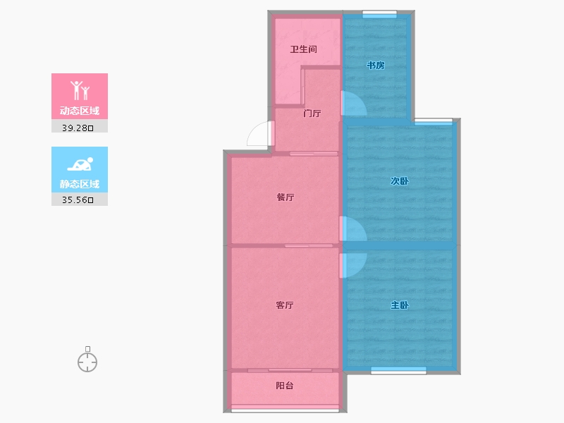 浙江省-杭州市-青春坊小区(公寓住宅)-66.70-户型库-动静分区