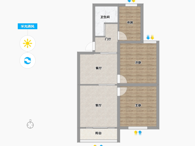 浙江省-杭州市-青春坊小区(公寓住宅)-66.70-户型库-采光通风