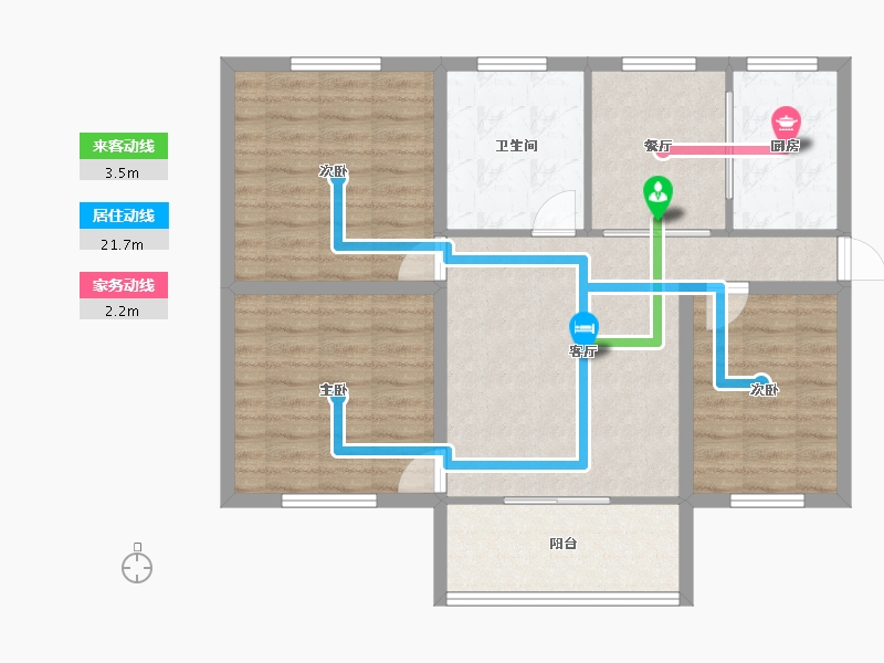 浙江省-杭州市-育才西苑-88.67-户型库-动静线