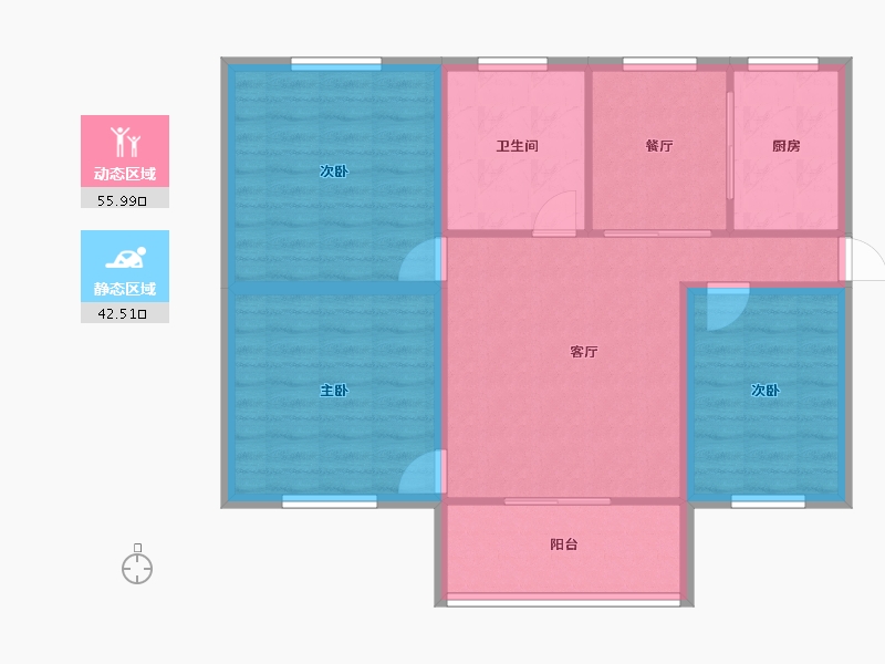 浙江省-杭州市-育才西苑-88.67-户型库-动静分区