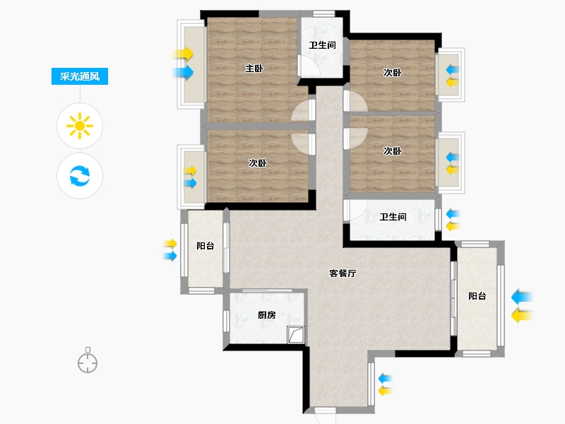 湖南省-株洲市-华晨山水洲城-120.00-户型库-采光通风