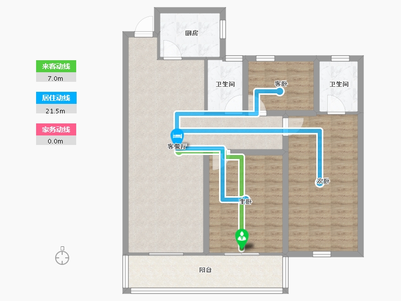 浙江省-杭州市-绿都御景蓝湾(公寓住宅)-95.64-户型库-动静线