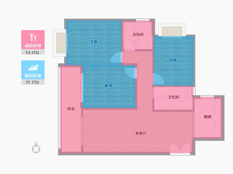 贵州省-贵阳市-德润小区-85.16-户型库-动静分区