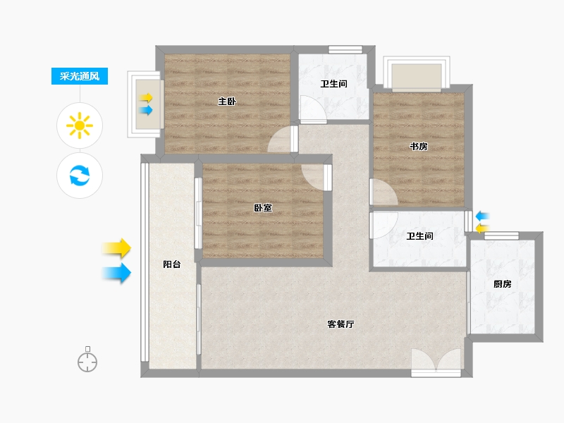 贵州省-贵阳市-德润小区-85.16-户型库-采光通风