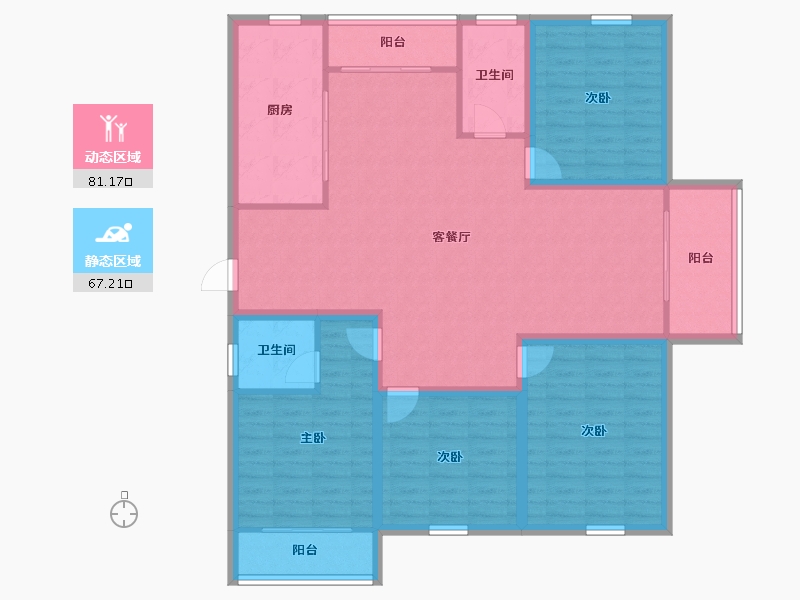 浙江省-杭州市-盛世嘉园(公寓住宅)-134.73-户型库-动静分区