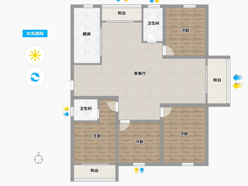 浙江省-杭州市-盛世嘉园(公寓住宅)-134.73-户型库-采光通风