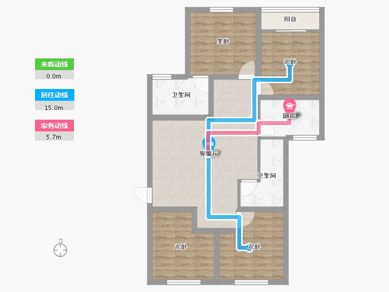 浙江省-杭州市-昆仑红苹果-83.40-户型库-动静线