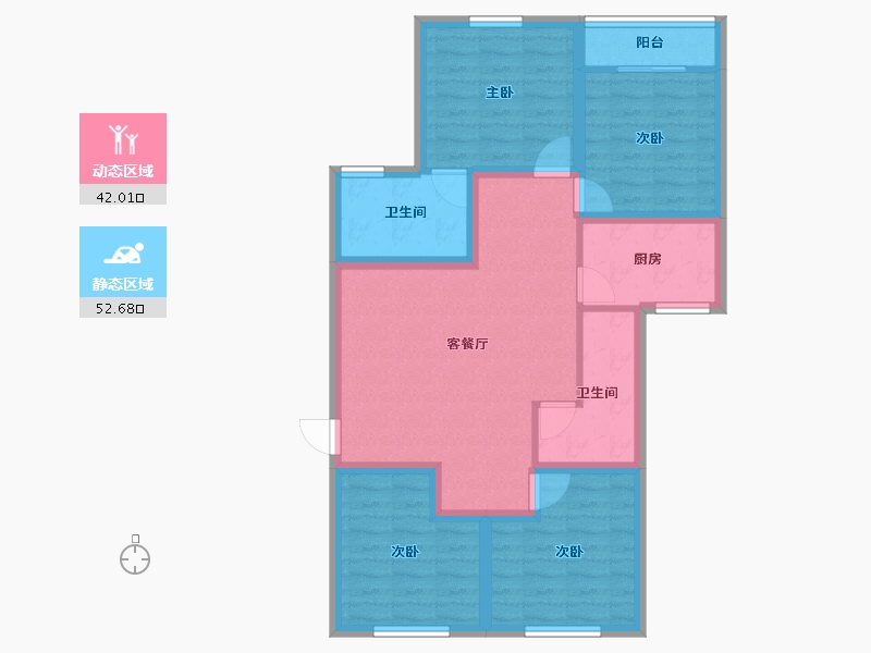 浙江省-杭州市-昆仑红苹果-83.40-户型库-动静分区