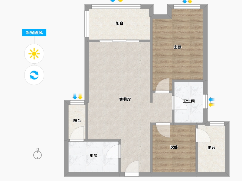 四川省-成都市-昌建星悦城-60.73-户型库-采光通风