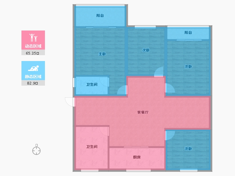 浙江省-杭州市-盛世嘉园(公寓住宅)-134.29-户型库-动静分区