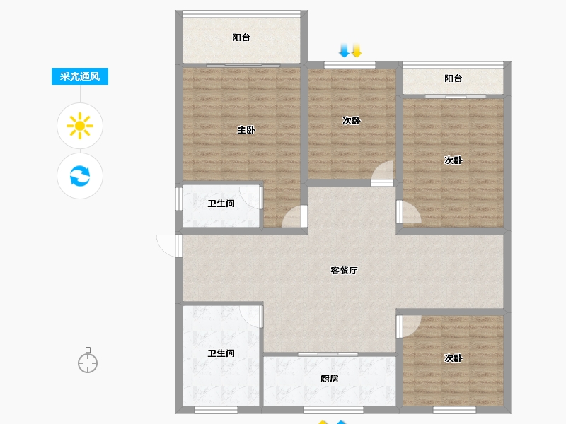 浙江省-杭州市-盛世嘉园(公寓住宅)-134.29-户型库-采光通风