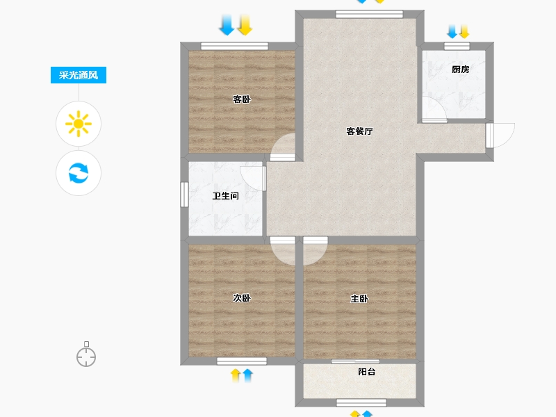 浙江省-杭州市-金域兰庭-80.23-户型库-采光通风