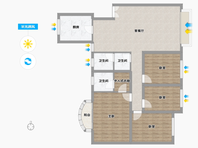 四川省-成都市-银都花园-103.65-户型库-采光通风