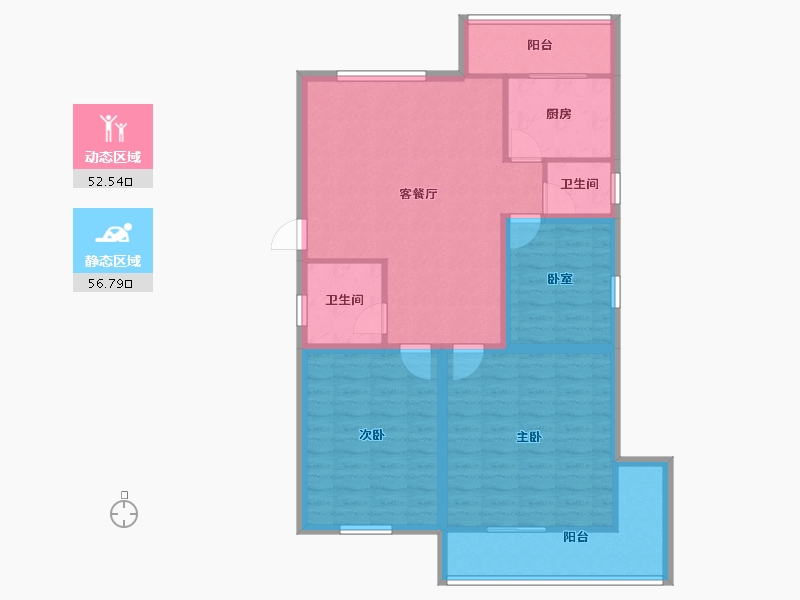 浙江省-杭州市-环西新村-98.38-户型库-动静分区