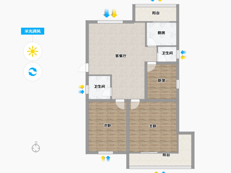 浙江省-杭州市-环西新村-98.38-户型库-采光通风