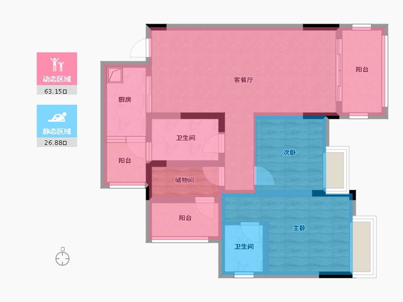 重庆-重庆市-琅樾江山-78.20-户型库-动静分区