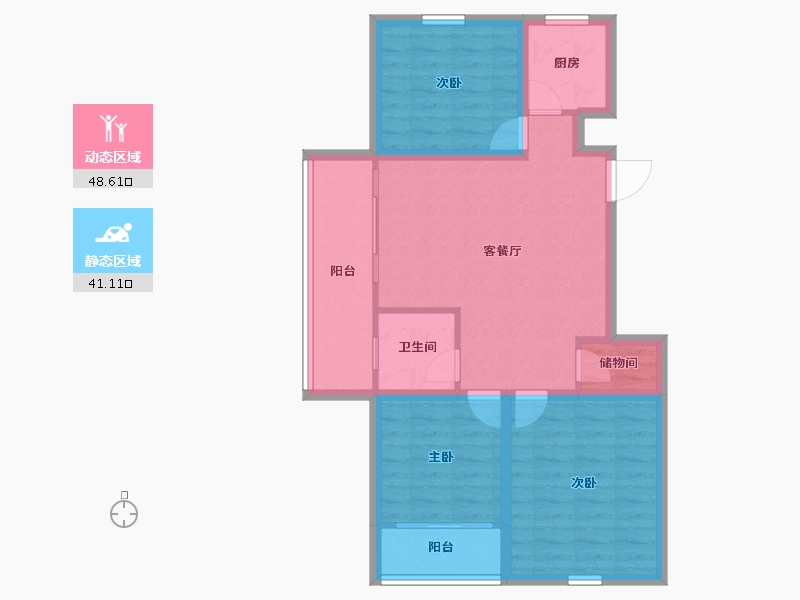 浙江省-杭州市-金域兰庭-80.20-户型库-动静分区