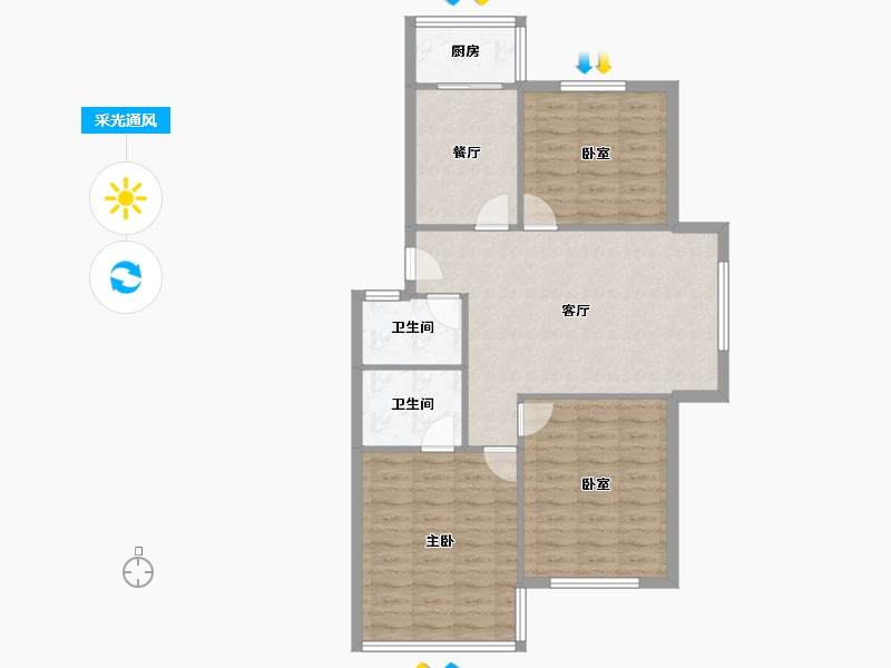 山东省-青岛市-和平花园南区-86.72-户型库-采光通风