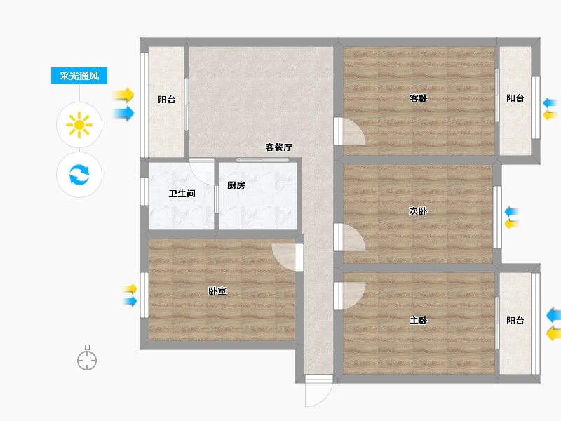 浙江省-杭州市-环西新村-86.96-户型库-采光通风