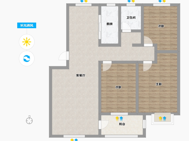 山东省-枣庄市-蟠龙湖景范3期-110.00-户型库-采光通风