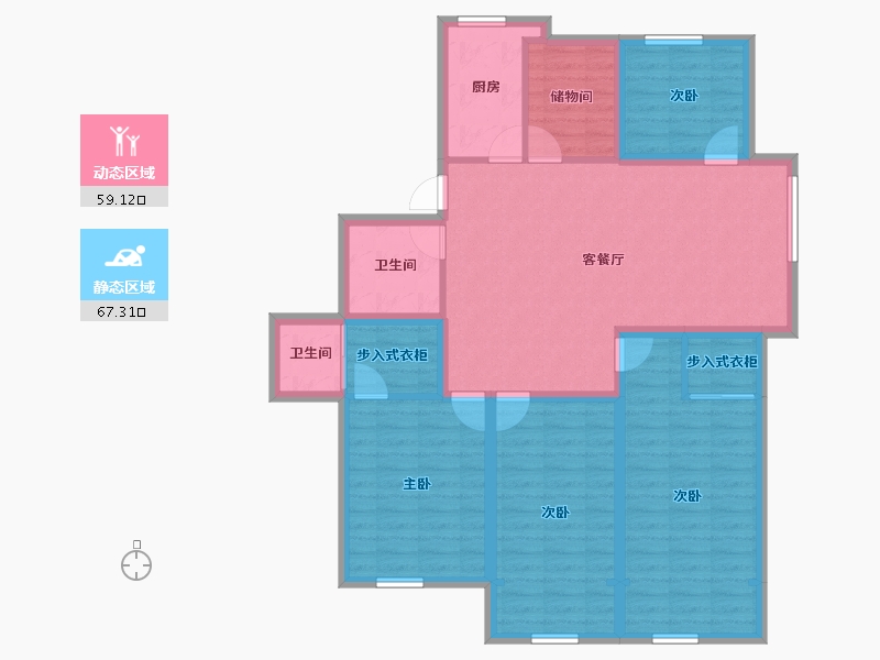 浙江省-杭州市-庆春苑-113.31-户型库-动静分区