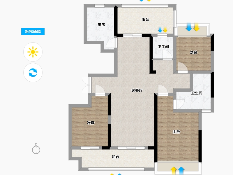 河南省-周口市-康馨澜悦湾-108.80-户型库-采光通风