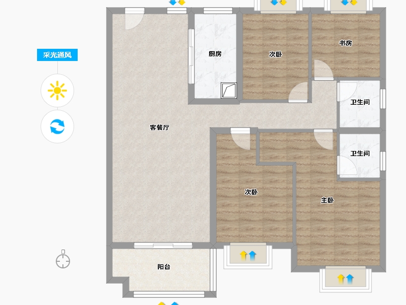 湖北省-黄冈市-花园新城-110.40-户型库-采光通风