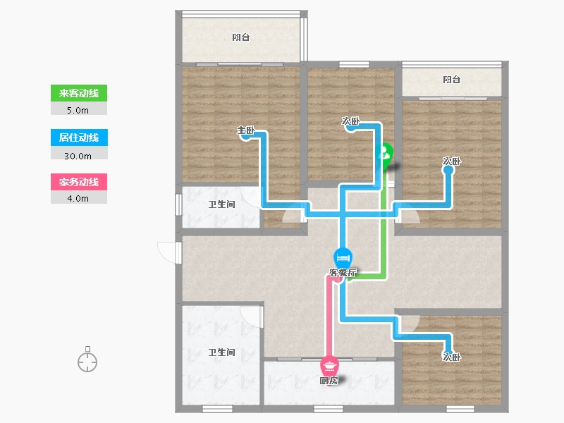 浙江省-杭州市-盛世嘉园(公寓住宅)-136.31-户型库-动静线