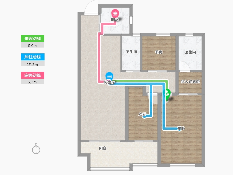 浙江省-杭州市-绿都御景蓝湾(公寓住宅)-96.83-户型库-动静线