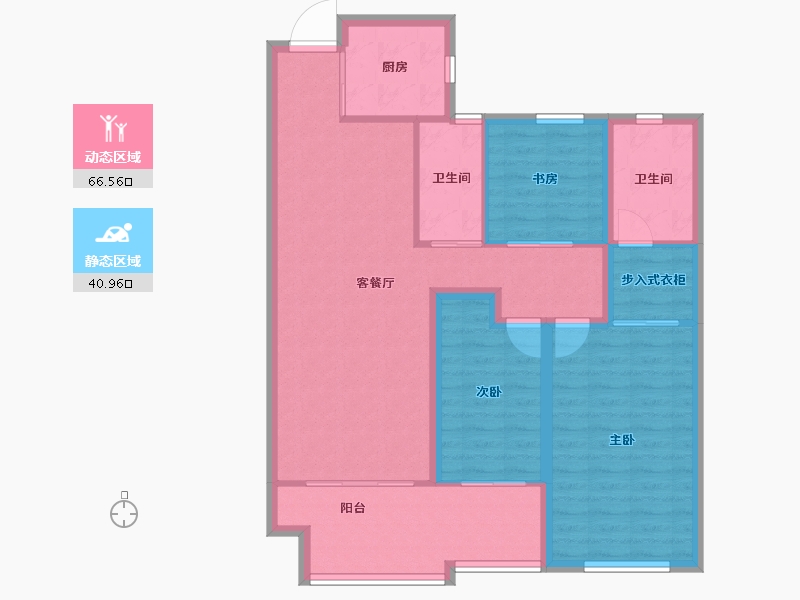 浙江省-杭州市-绿都御景蓝湾(公寓住宅)-96.83-户型库-动静分区