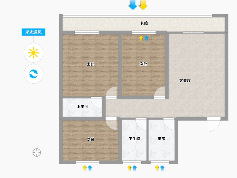 浙江省-杭州市-阮家居-98.60-户型库-采光通风