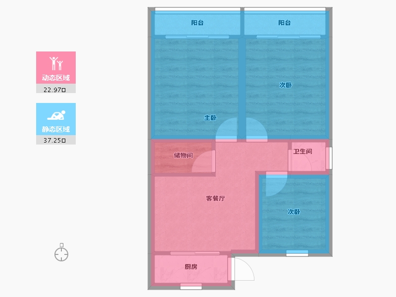 浙江省-杭州市-环西新村-52.84-户型库-动静分区