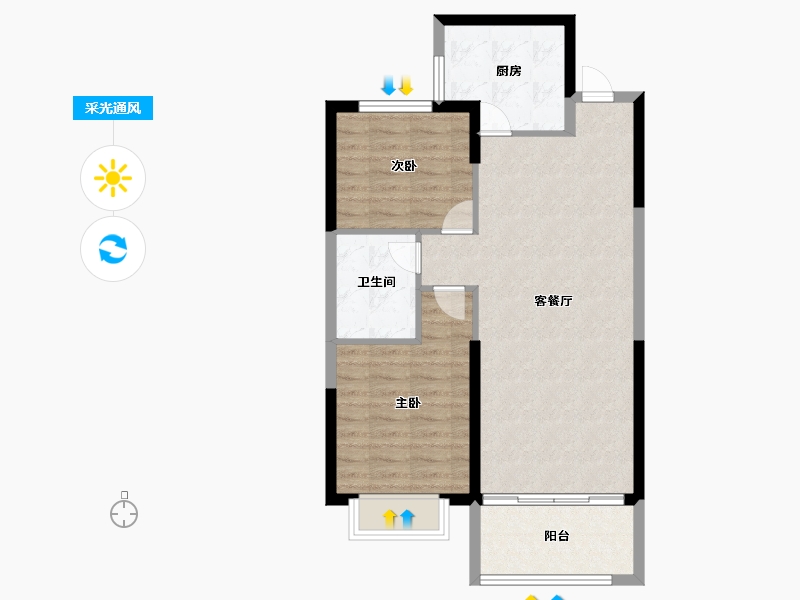 辽宁省-抚顺市-恒大华府-73.00-户型库-采光通风