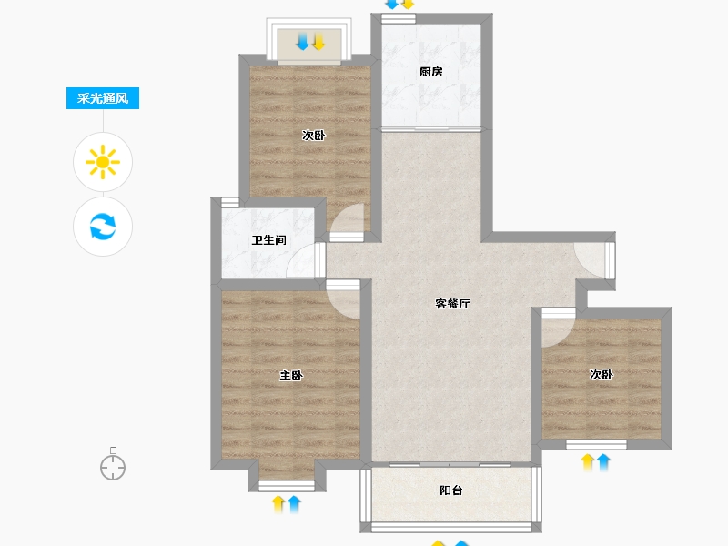 安徽省-合肥市-青年小区(包河)-73.48-户型库-采光通风