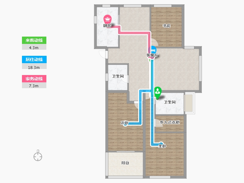 浙江省-杭州市-绿都御景蓝湾(公寓住宅)-126.93-户型库-动静线